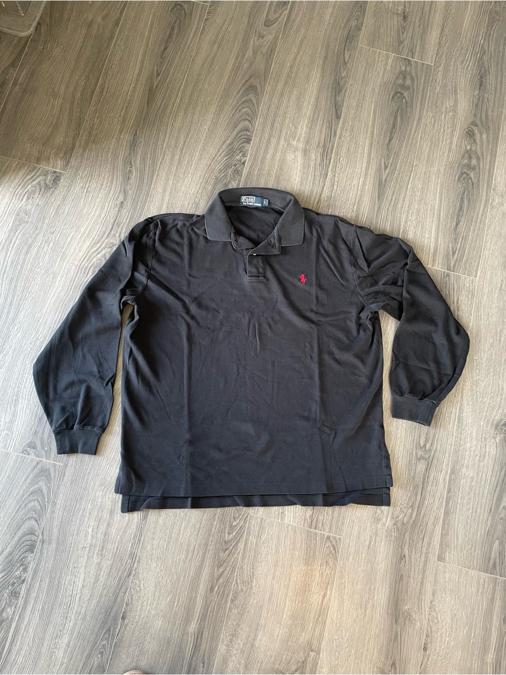 Polo Ralph Lauren black long sleeve polo shirt Men’s Size L Preppy Ivy